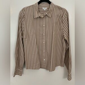 NWT J. Crew Factory Brown Stripe Modern Cut Button Down Shirt